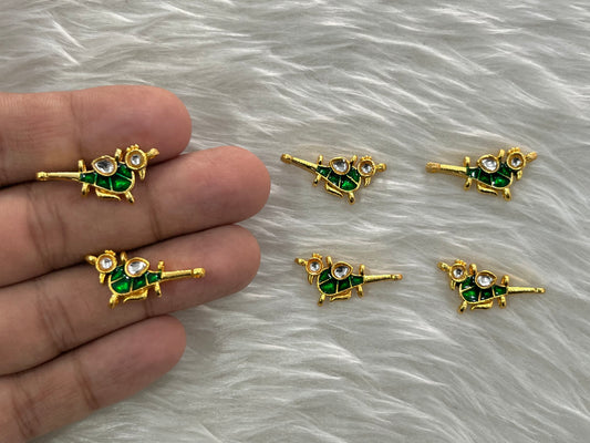 Meenakari Kundan (Peacock) (25 mm) (AGMK93) (6 Pcs)