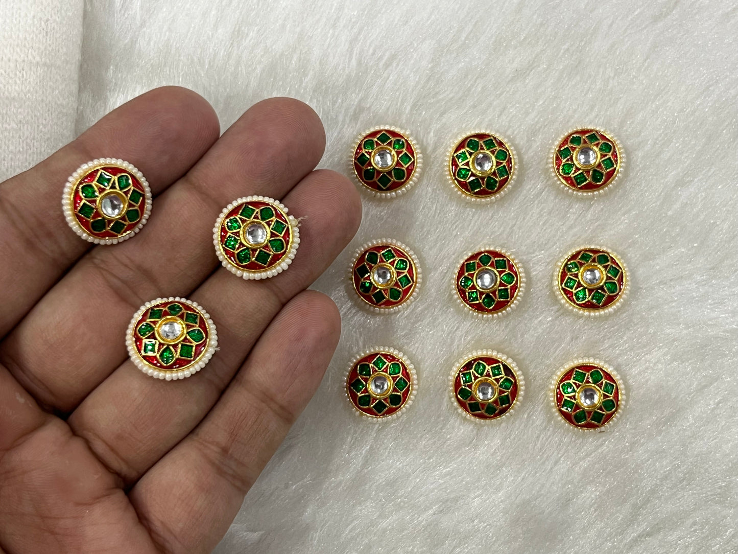 Meenakari Kundan (Flower) (16 mm) (AGMK102)(16 Pcs)