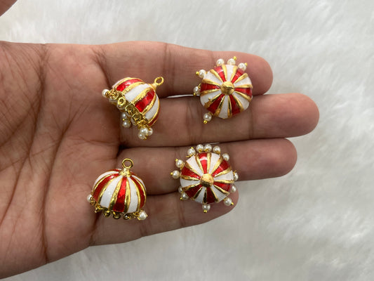 Meenakari Jhumkas (Stripe) (AGMK98)(2 Pcs)