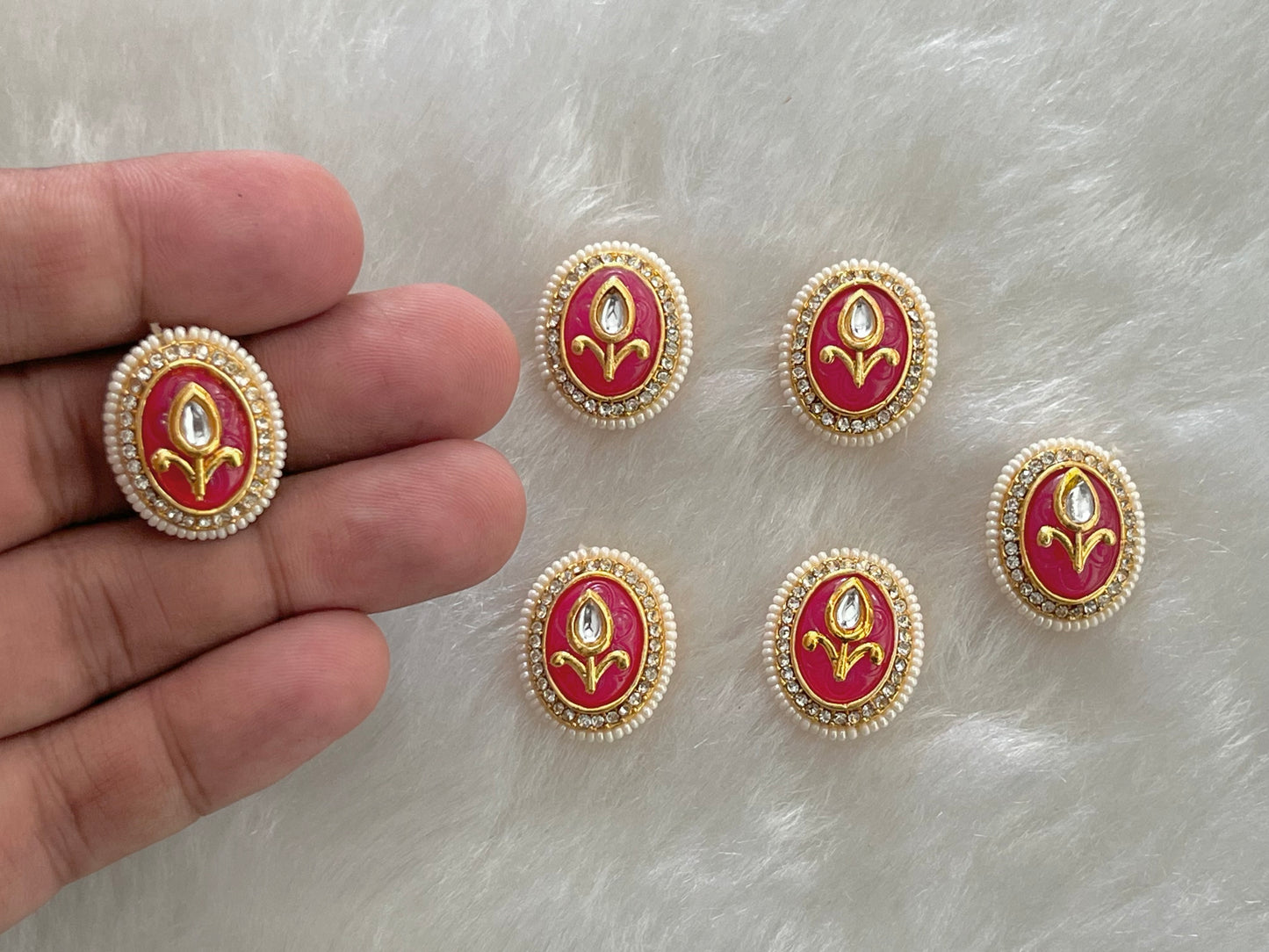 Meenakari Kundan (Oval) (22 mm) (AGMK106) (6 Pcs)