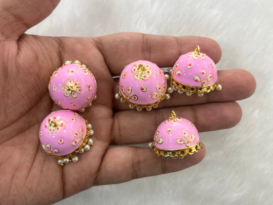 Meenakari Jhumkas (Flower) (AGMK99)(2 Pcs)