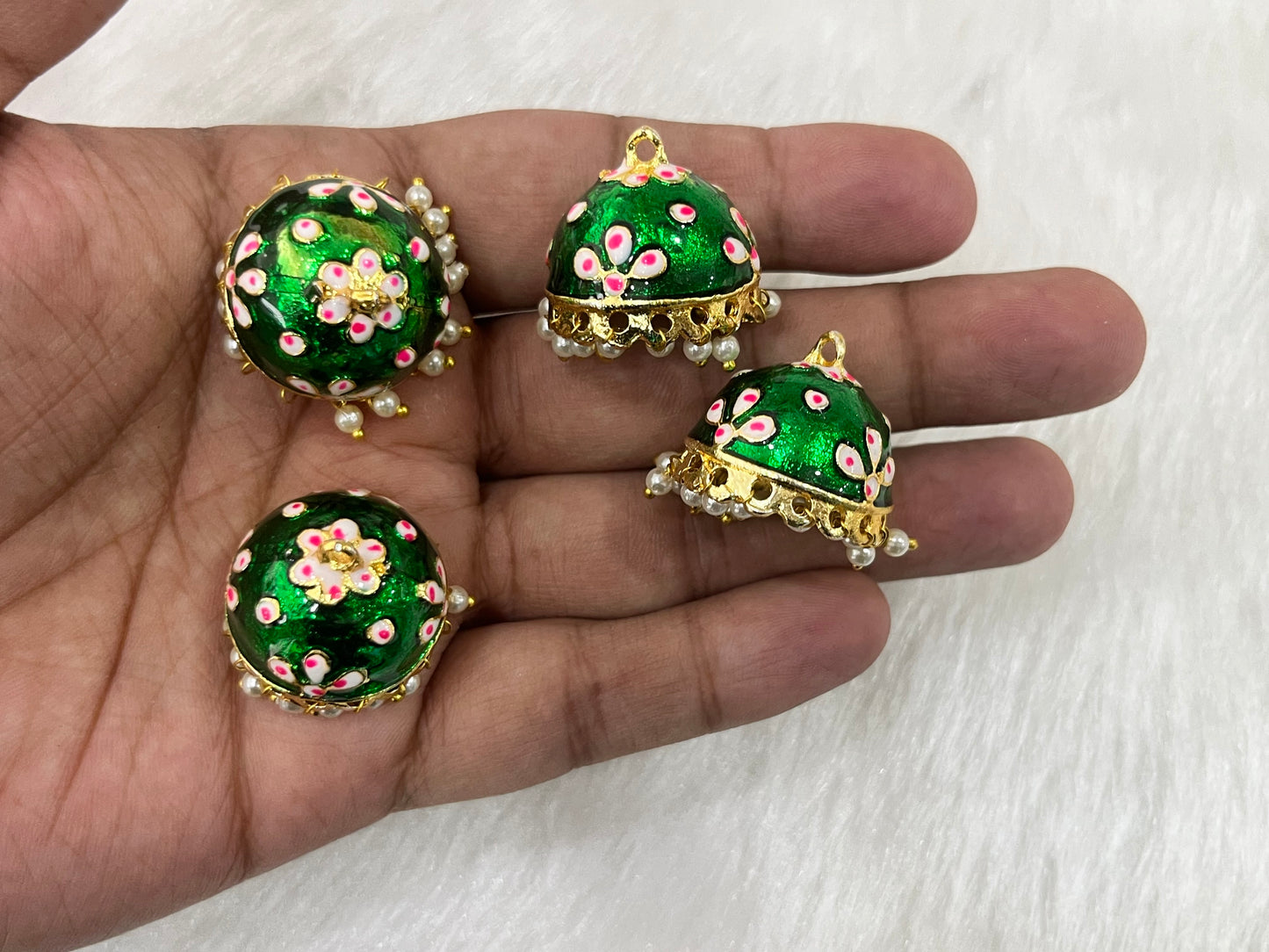 Meenakari Jhumkas (Flower) (AGMK99)(2 Pcs)