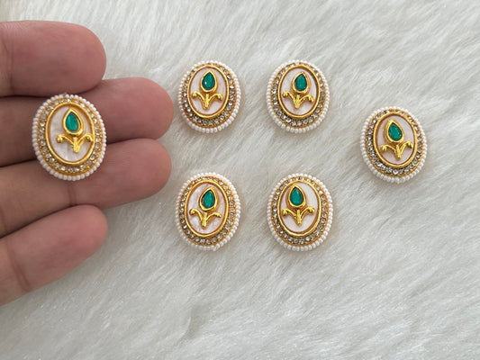 Meenakari Kundan (Oval) (22 mm) (AGMK108) (6 Pcs)
