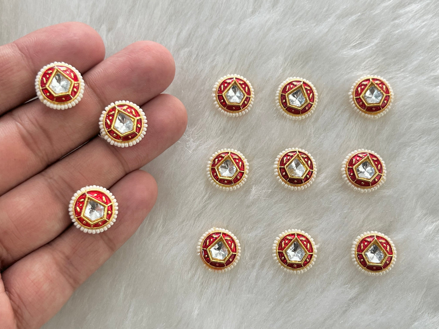 Meenakari Kundan (Round) (14 mm) (AGMK107) (12 Pcs)