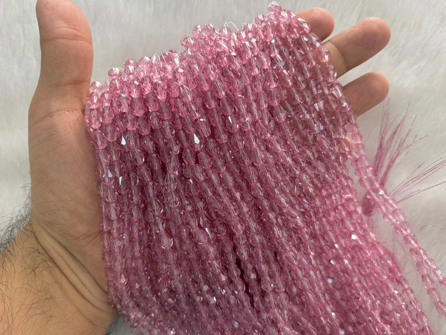 Drop Crystal Beads (6x8 mm) (Rainbow)
