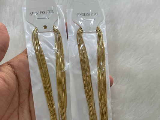 Stainless Steel Chains (Golden) (Pack of 10) (No. 5)