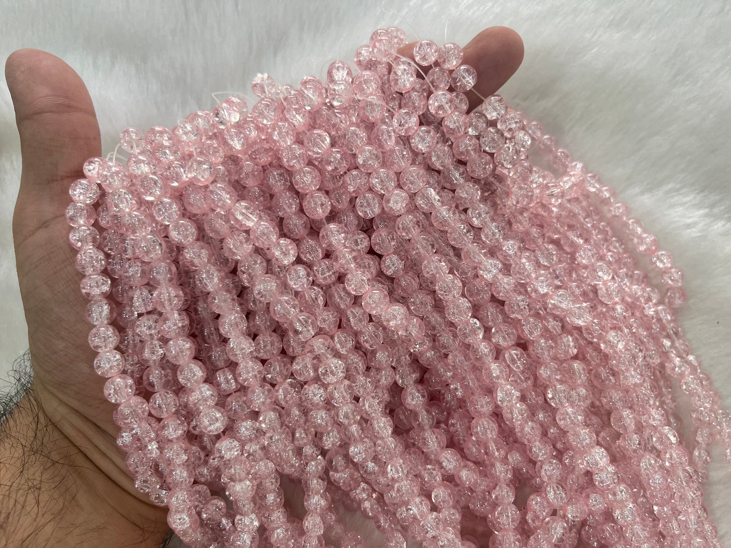 Ice Crackled Beads (8 mm) (Transparent) (Single Colour)