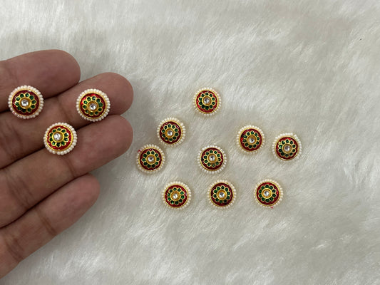 Meenakari Kundan (Flower) (12 mm) (AGMK101)(24 Pcs)
