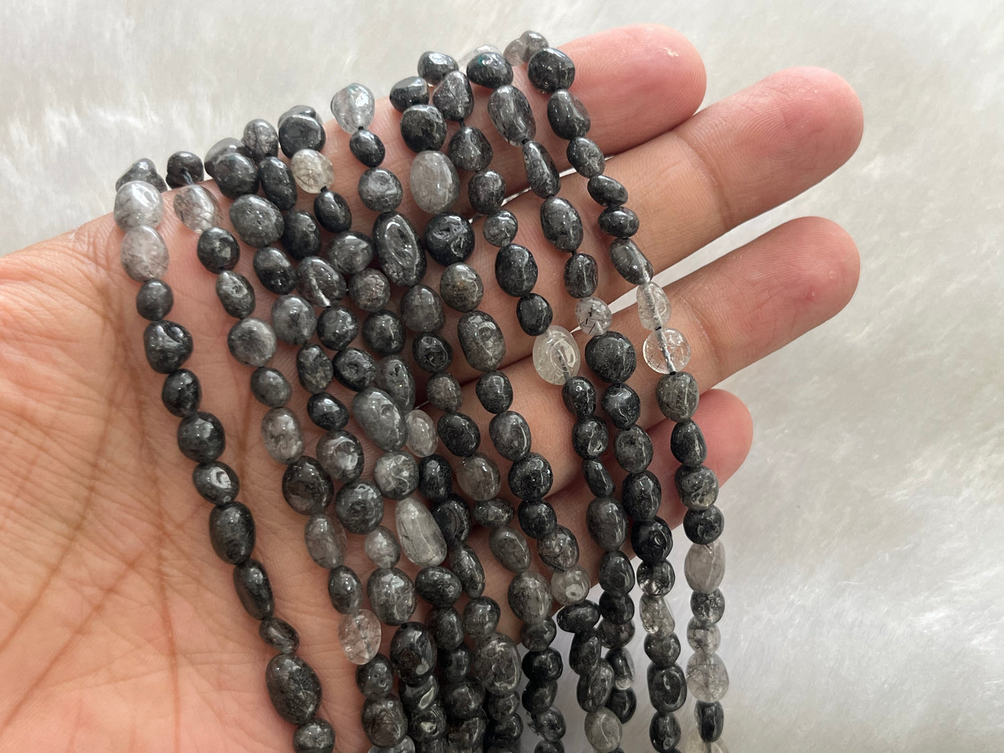 Semi-Precious Uncut Oval Beads (5x6 mm)