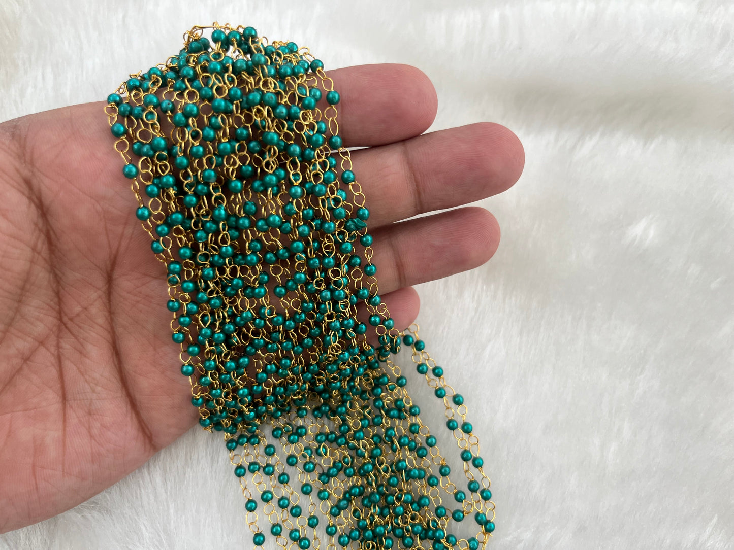 Coloured Pearl Link Chains (5 Mtr Bunch) (3 mm)