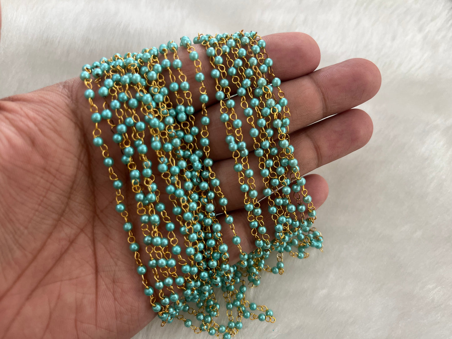 Coloured Pearl Link Chains (5 Mtr Bunch) (3 mm)