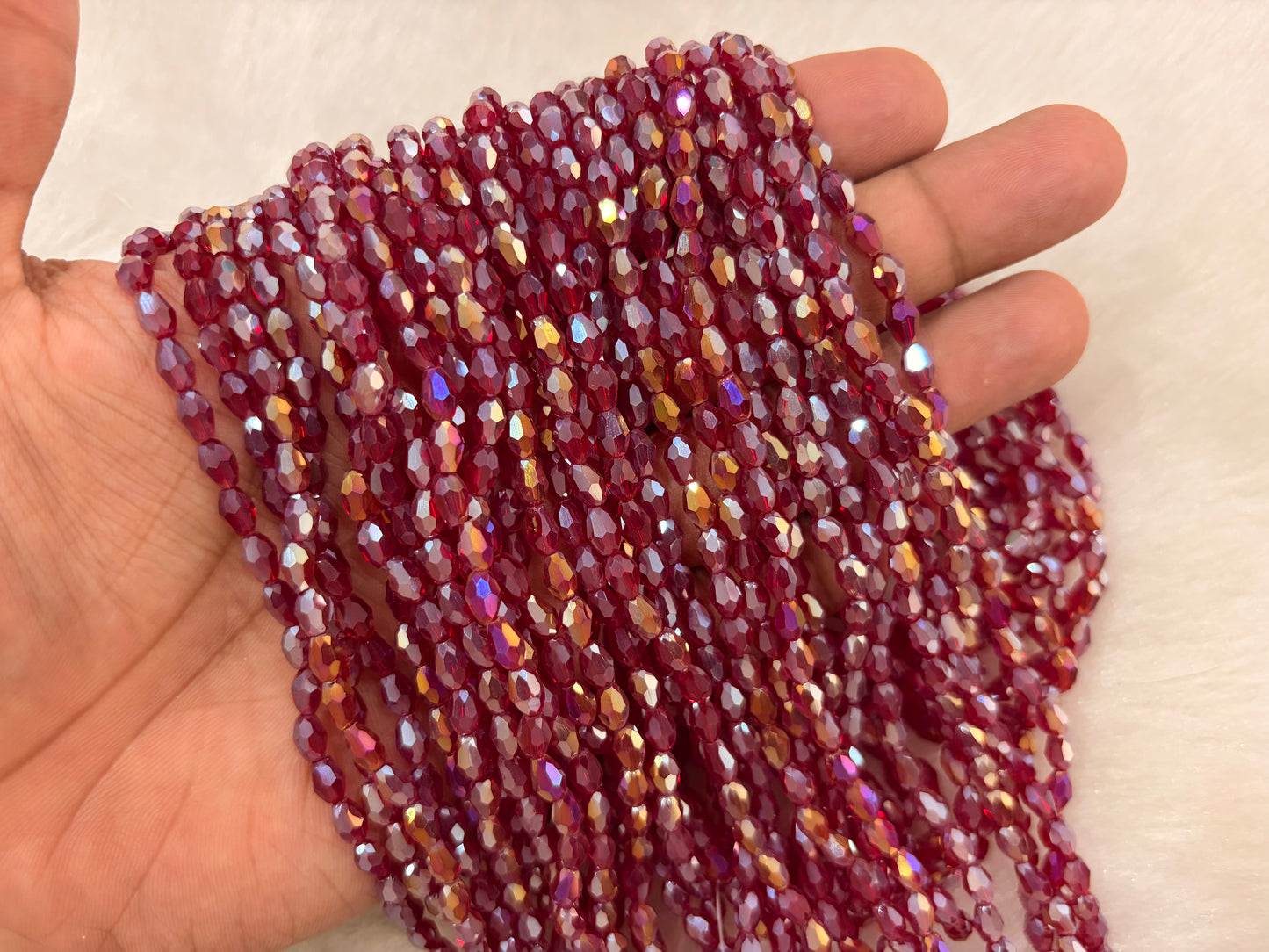 Drop Crystal Beads (4x6 mm) (Rainbow)