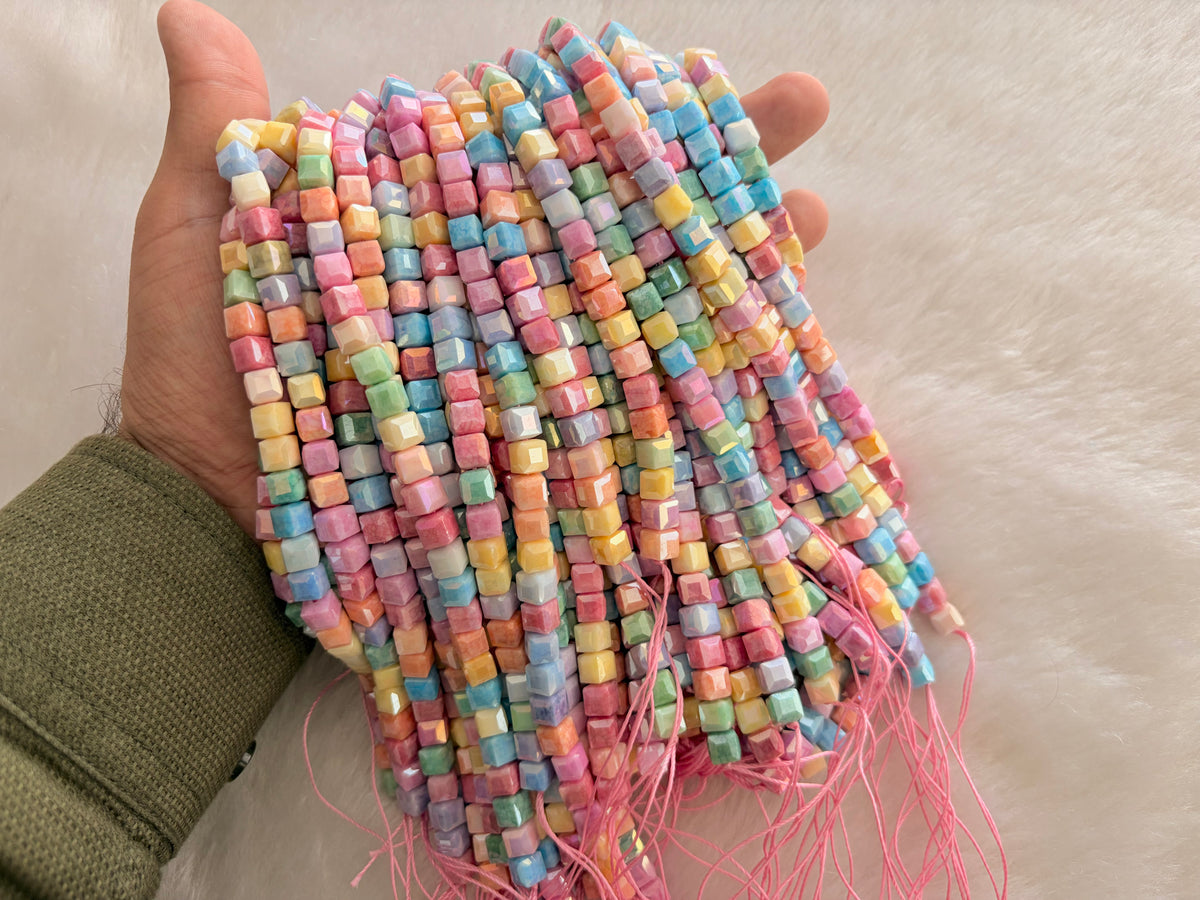 Fancy Crystal Beads (8x8 mm)(64 Beads)
