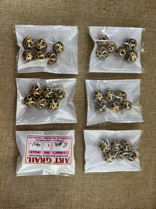 Brass Beads | Meenakari | 6 Pcs